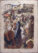 Market at Gisors rue Cappeville Camille Pissarro